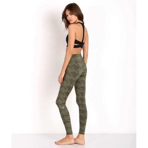 ALO Yoga High Waisted Airbrush Houndstooth Legging Jungle Green Size Small - Picture 2 of 16